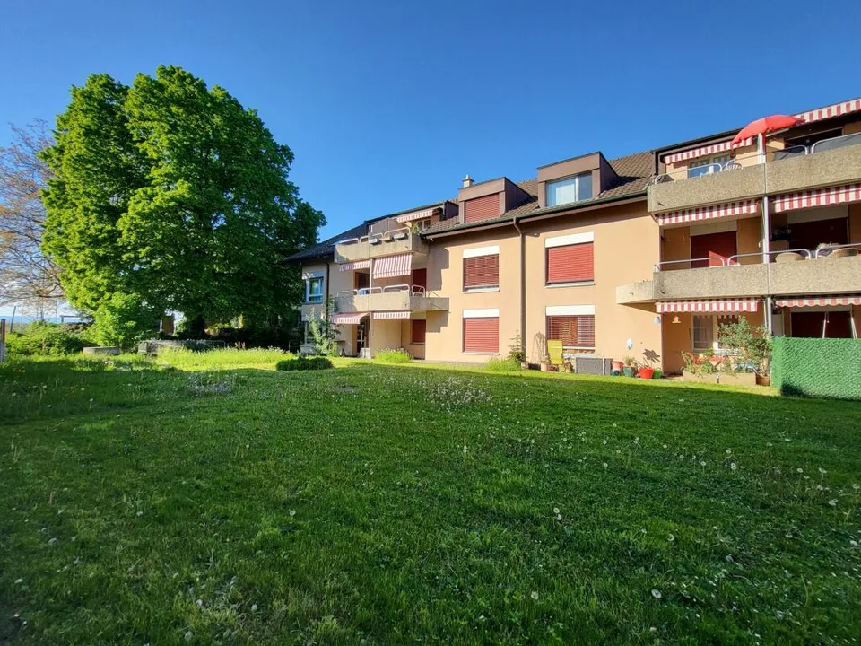 Appartement de 3.5 pces au rez-de-chaussée avec terrasse et pelouse / 3.5-Zimmer-Wohnung im Erdgeschoss mit Terrasse und Rasen Bösingen