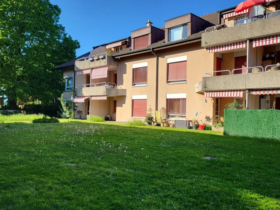 Appartement de 3.5 pces au rez-de-chaussée avec terrasse et pelouse / 3.5-Zimmer-Wohnung im Erdgeschoss mit Terrasse und Rasen Bösingen