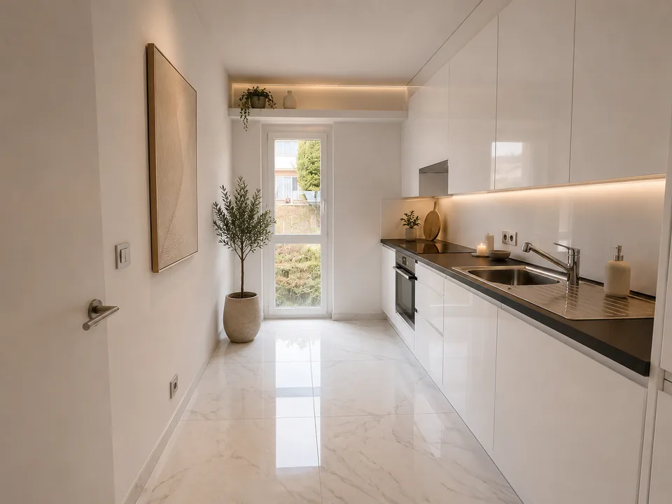 Elegantes 4-Zimmer-Apartment komplett renoviert mit Terrasse, Garage und privatem Park