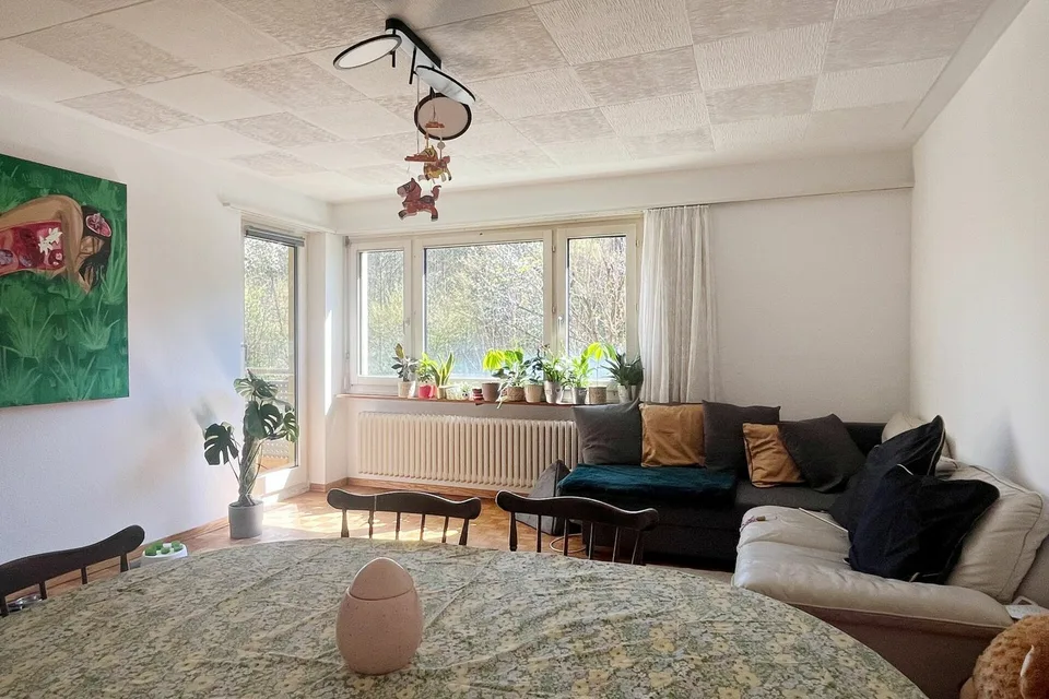 Wohnung mit Balkon mit Sicht ins Grüne nahe dem Dättwiler Weiher