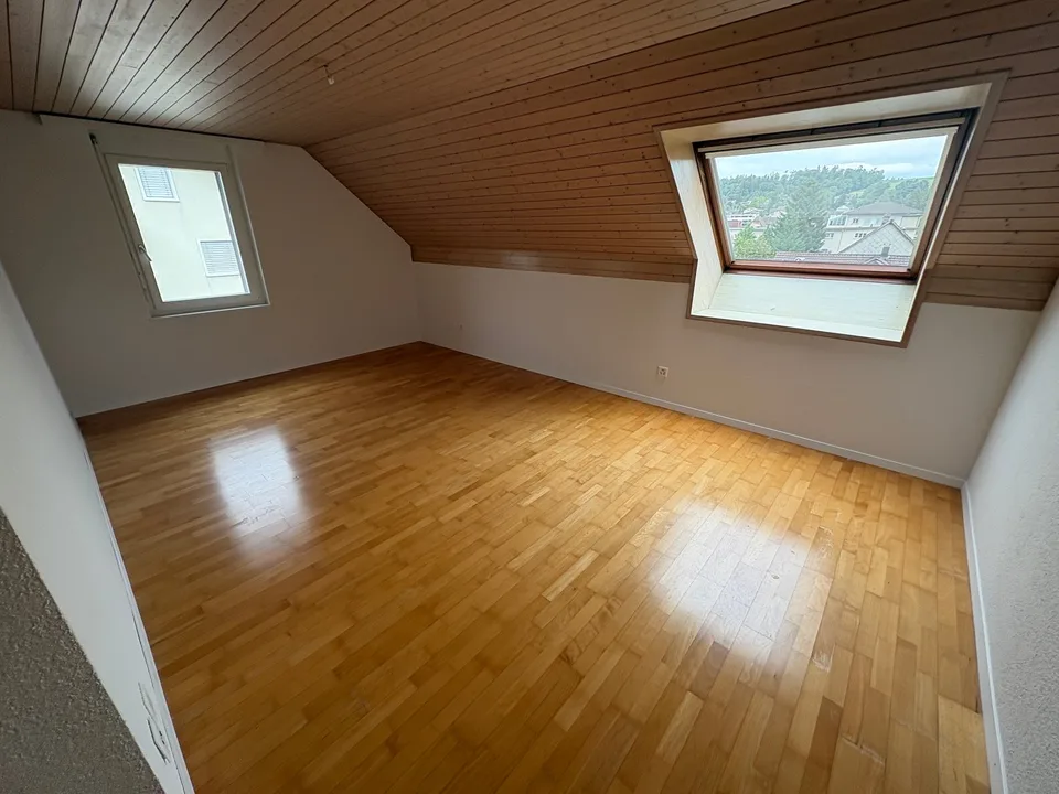 Appartement de toit unique de 4,5 pièces avec cheminée et belle vue à Menziken