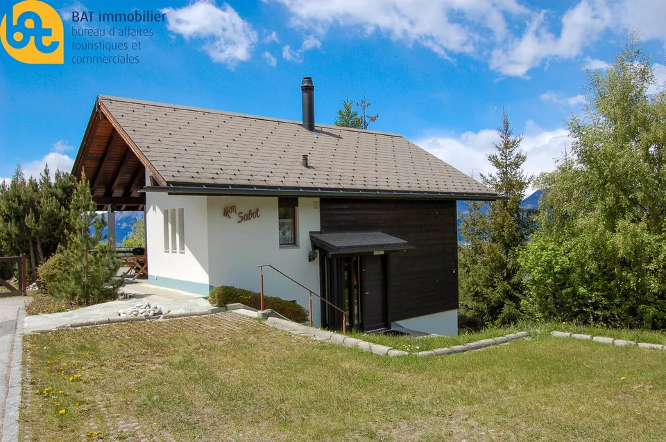 Location touristique -  Agréable chalet à Vercorin avec vue sur la plaine