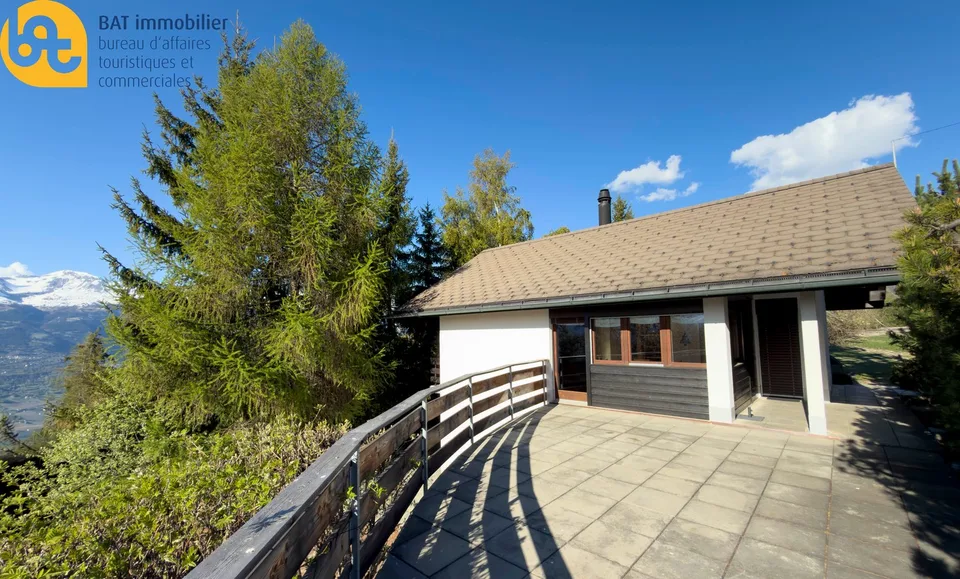 Location touristique -  Agréable chalet à Vercorin avec vue sur la plaine
