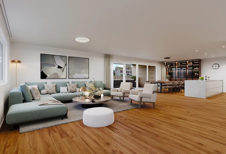 Appartamento di 5,5 locali (A) al piano terra, con 144 m2 di superficie abitabile netta e 31,4m2 di terrazza