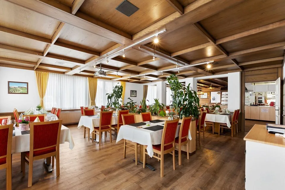 Ristorante di villaggio attraente con bella terrazza di giardino, 2 piste di bowling, sistema PV + 3 appartamenti