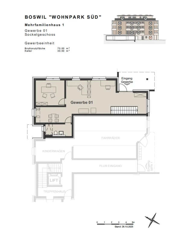Parco residenziale Sud; Spazio commerciale con archivio n. 01
