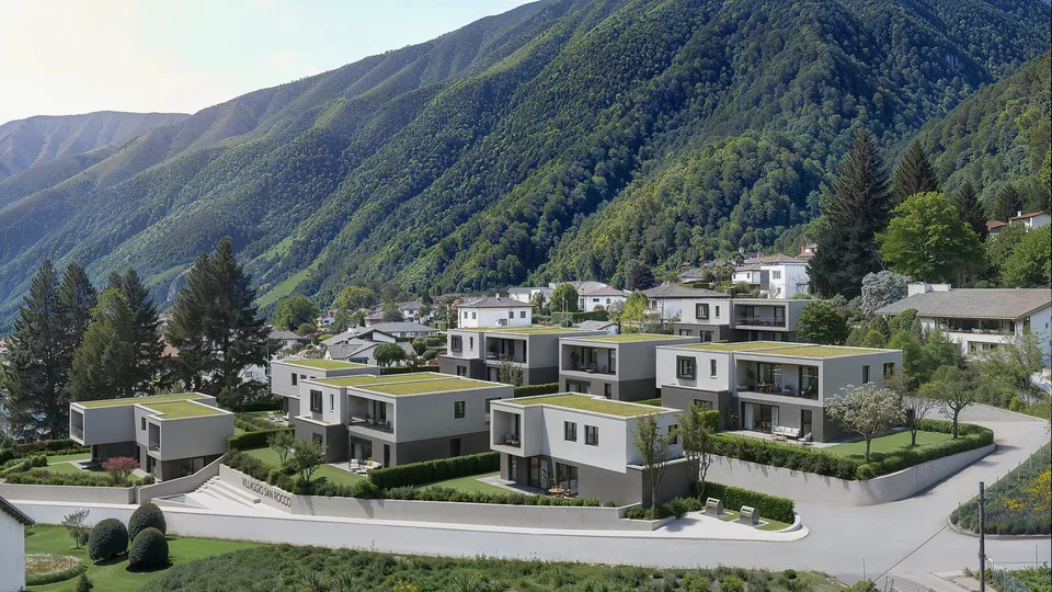 Nouvelle maison bifamiliale indépendante avec grand jardin privé à Bedano