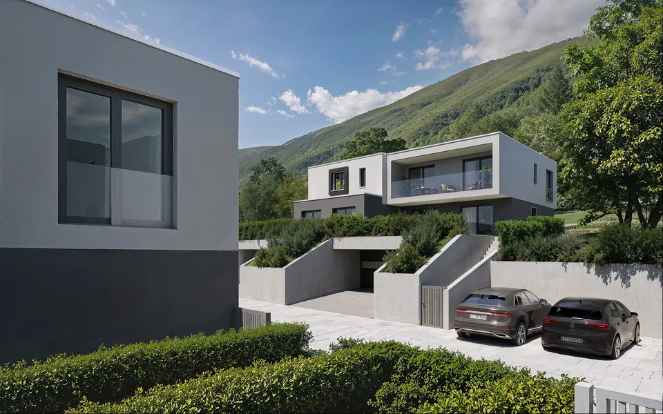 Nuova casa bifamiliare indipendente con ampio giardino privato a Bedano