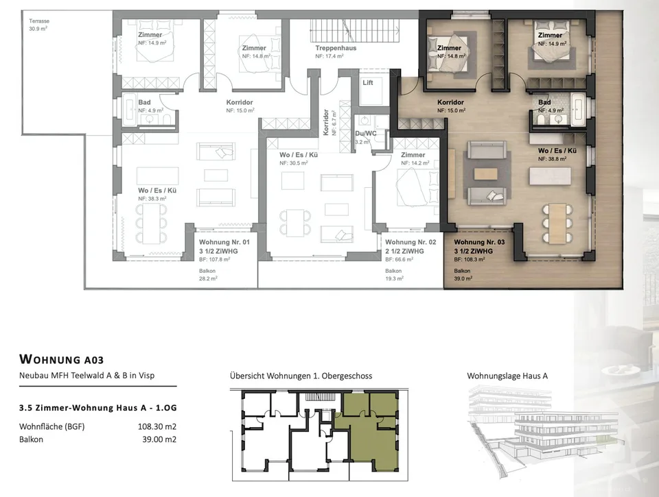 Direkt bezugsbereit: 3.5 Zimmer Neubauwohnung an schöner erhöhter Lage