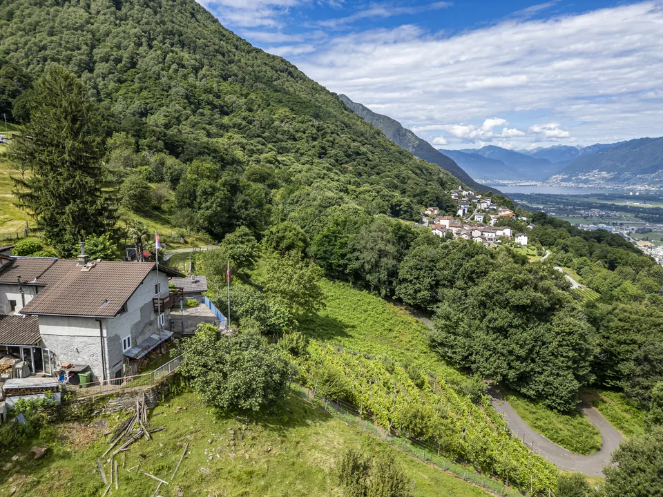 Casa ticinese con 20'000 m di terreno, piscina e rustico
