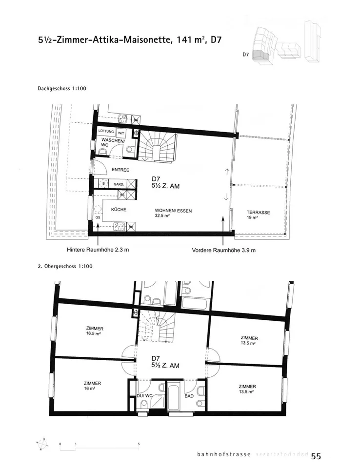 Habitation spacieuse sur deux étages : appartement-maisonnette de 5,5 pièces à Steinhausen