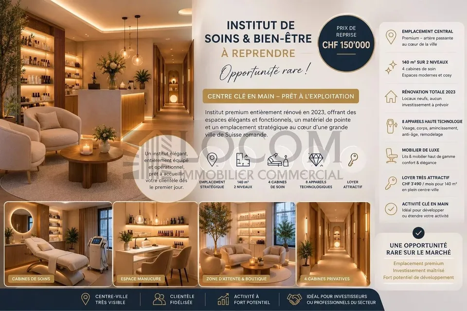 Institut de soins premium à reprendre au coeur de Lausanne