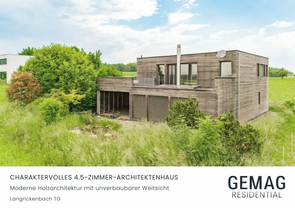 Charaktervolles 4.5-Zimmer-Architektenhaus - Moderne Holzarchitektur mit unverbaubarer Weitsicht