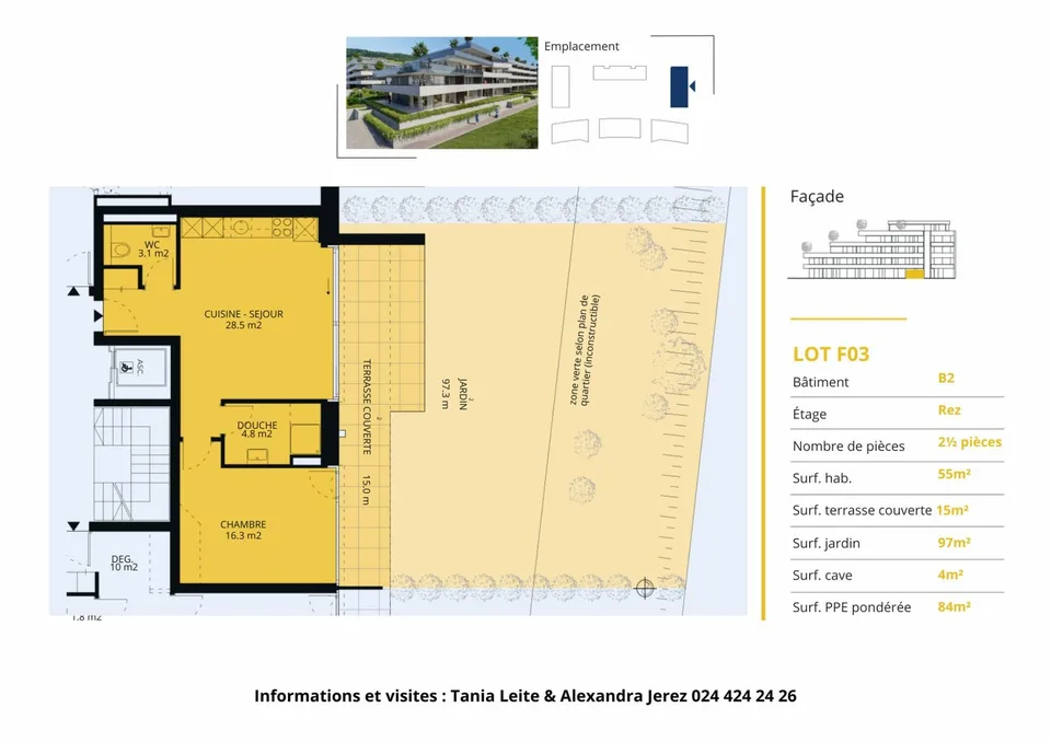 Appartement neuf de 2.5 pièces avec terrasse et jardin – photo 14 sur 14