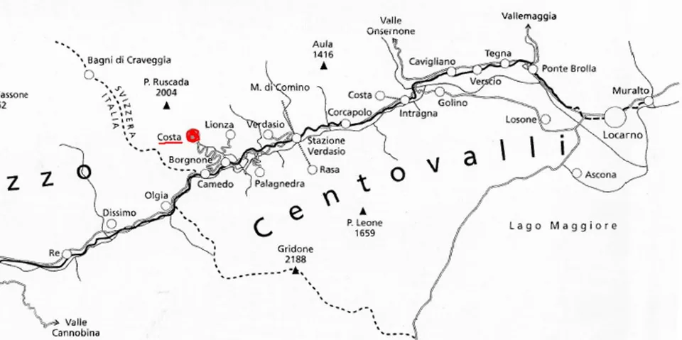 Centovalli, maison de 5 pièces sur 3 étages + cave, pelouse de 109m2