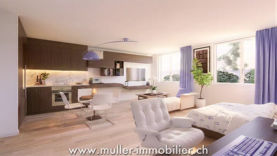Studio neuf de 38 m² à 5 min de Romont dans le village de Siviriez