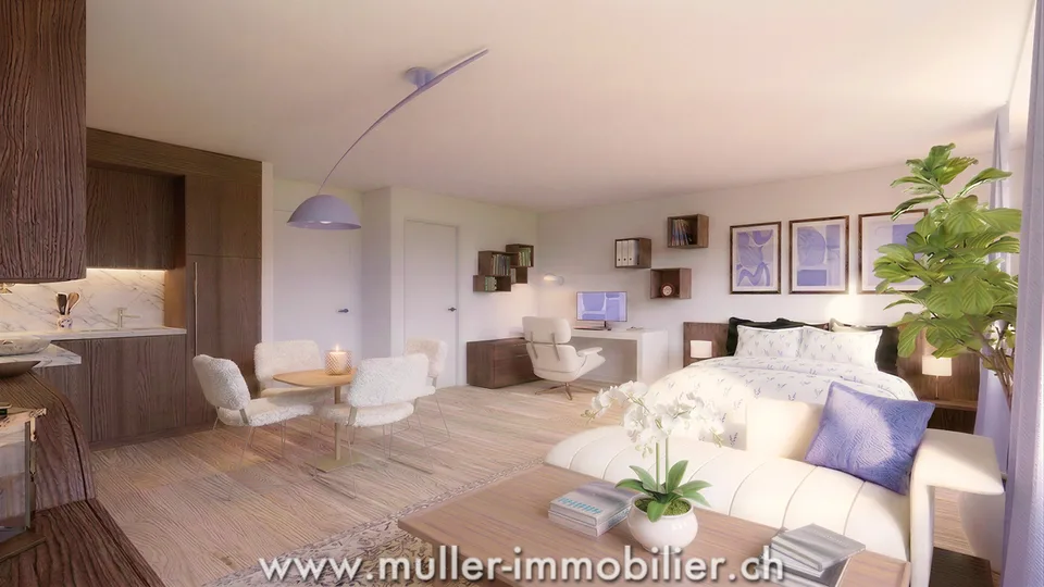 Neue 38 m² Studio-Wohnung, 5 Minuten von Romont entfernt, im Dorf Siviriez
