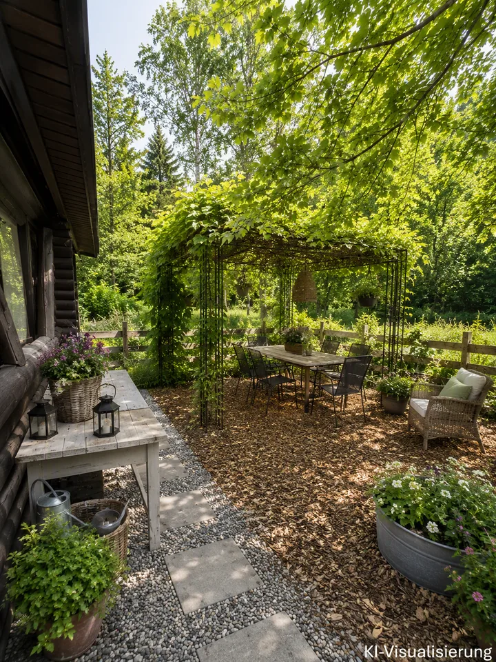 Idyllic log cabin in the green