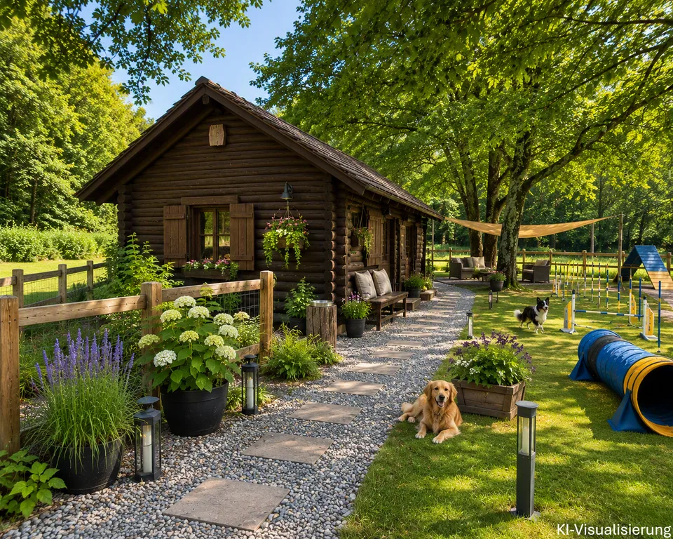 Idyllische Blockhütte im Grünen