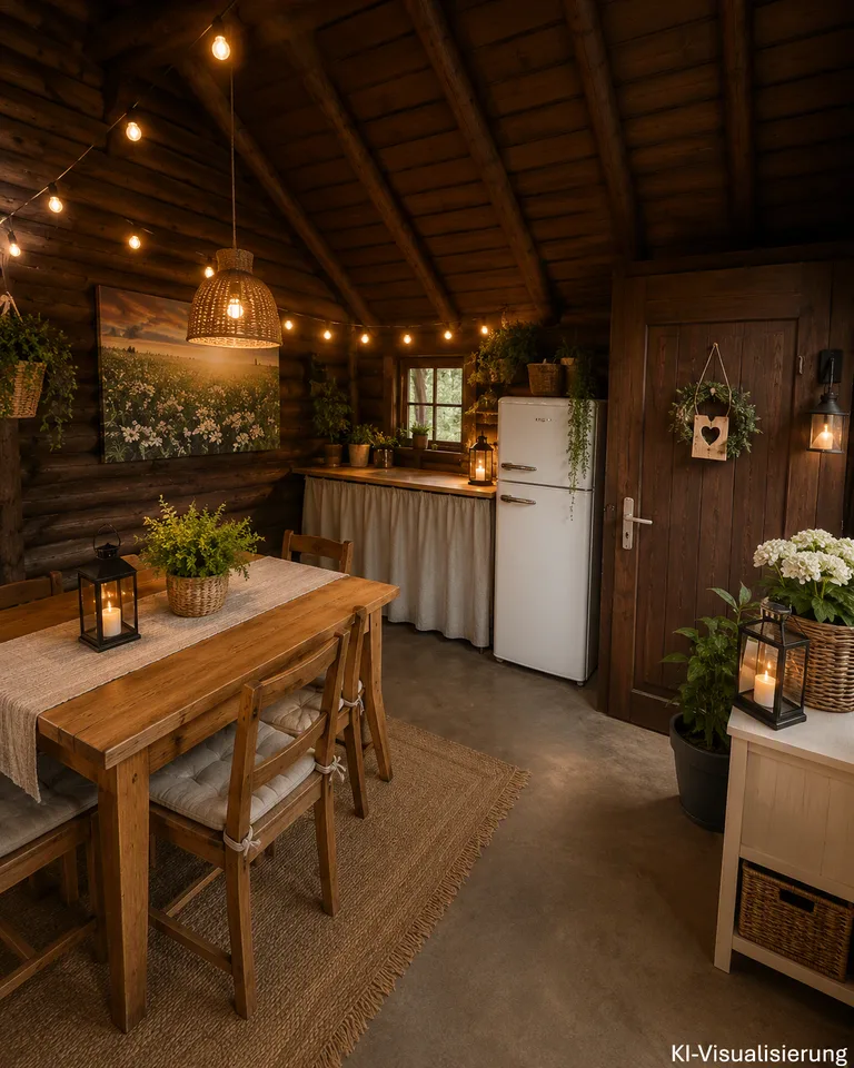Idyllic log cabin in the green