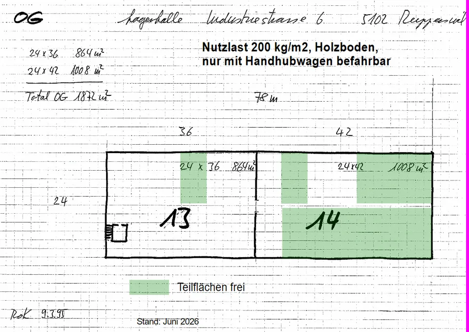 792 m2 günstige Lagerfläche im 1. OG, 200 kg/m2 – Foto 8 von 8
