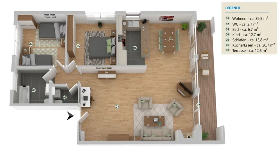 Schöne Wohnung mit gedecktem Parkplatz – Foto 13 von 13