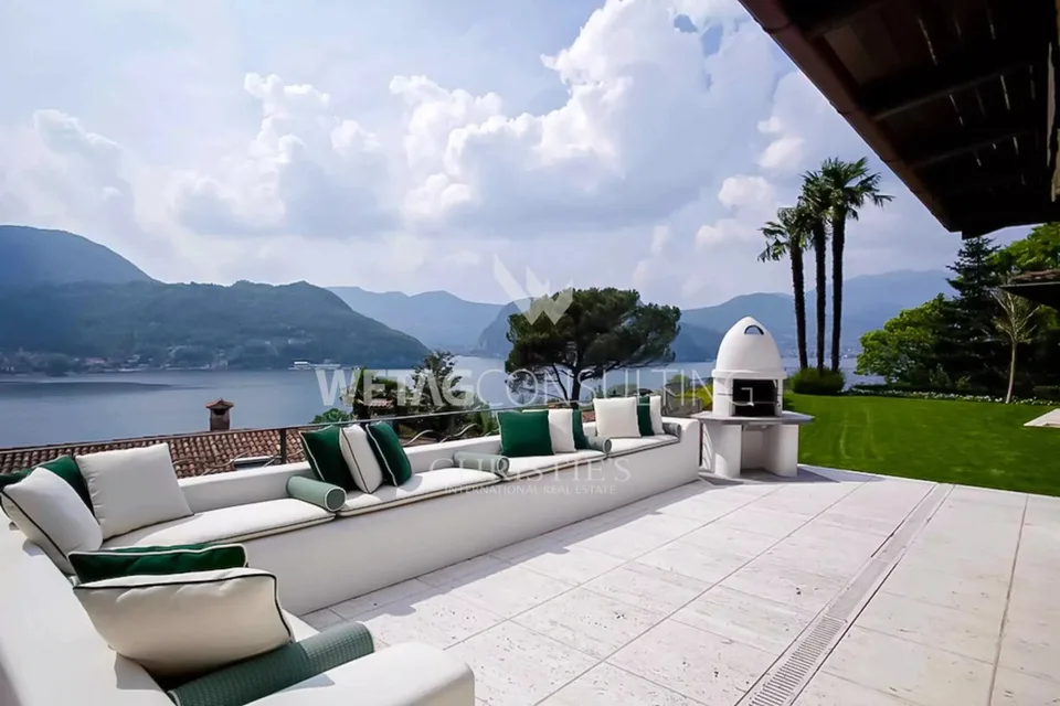 Lugano-Figino: Elegante Villa mit traumhafter Aussicht auf den Luganersee & Indoor-Pool zu verkaufen
