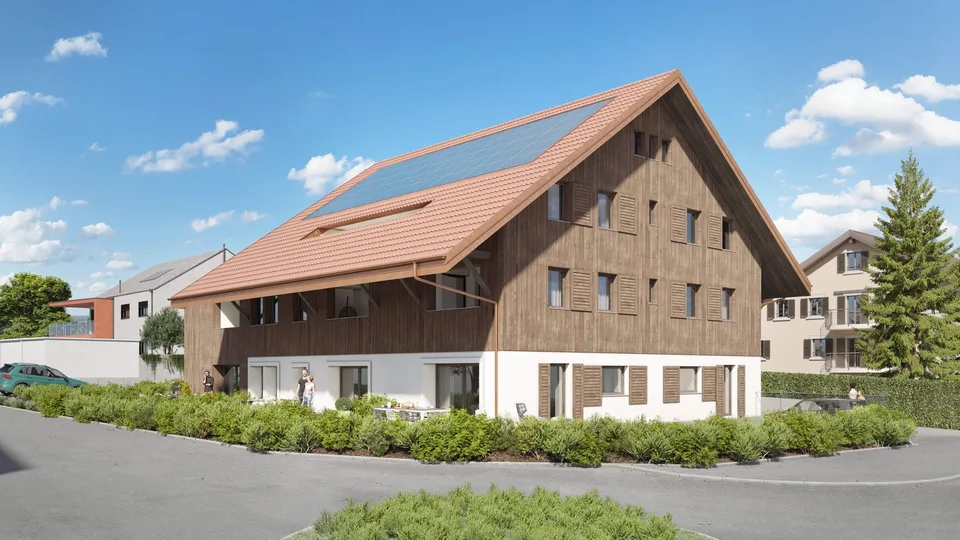 3.5 pièces avec jardin, Nouvelle construction au centre du village