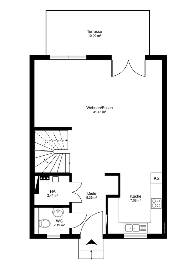 IMMORath.de  Modernes Reihenmittelhaus mit Energieeffizienz A+ in ruh