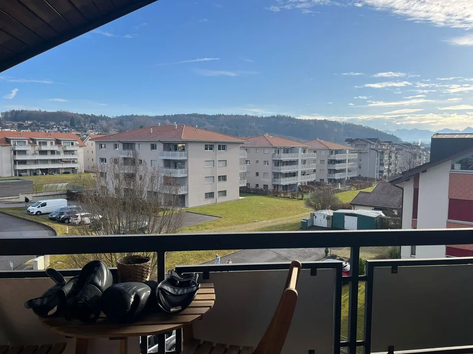 Studio in Courtepin mit 33,6m², überdachtem Balkon, Tiefgaragenparkplatz, Keller