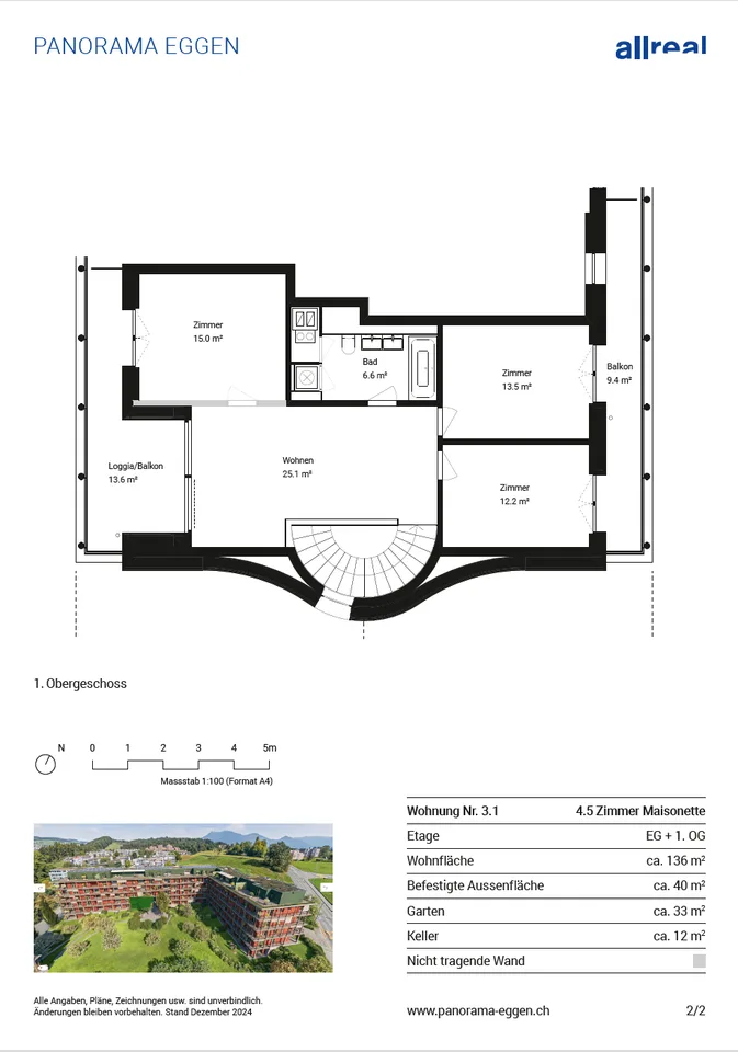 Familienfreundliche 4 ½-Zimmer-Maisonette-Wohnung mit Garten
