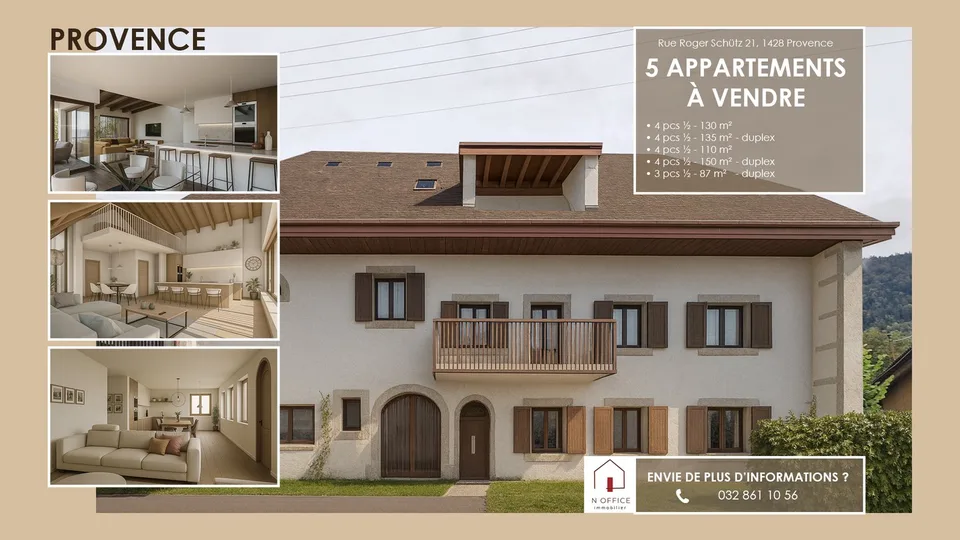 5 appartements PPE à vendre