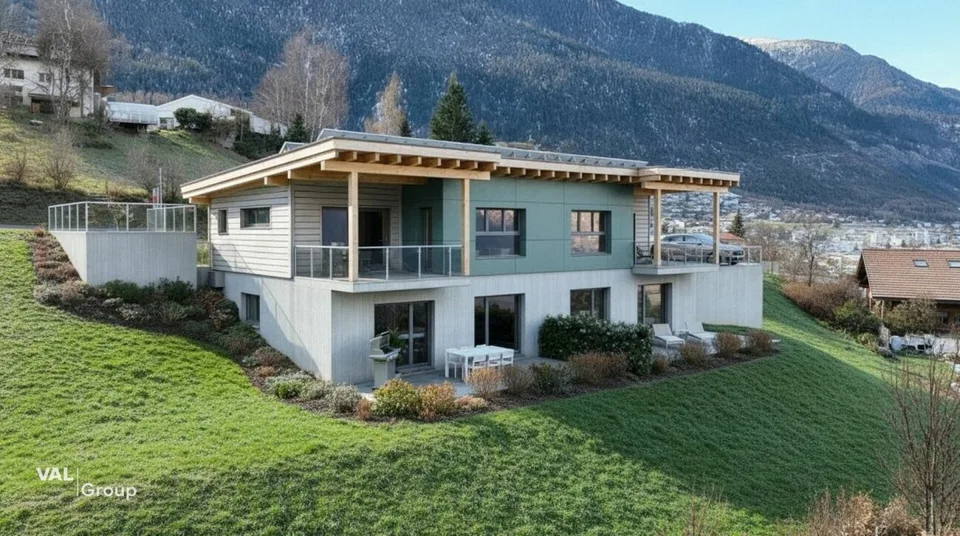 Exklusives Doppeleinfamilienhaus über den Dächern von Brig-Glis