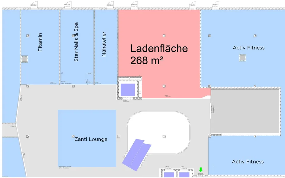 268 m2 ausgebaute Verkaufsflächen im ZÄNTI