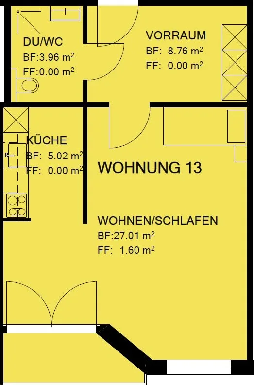 Modern 1.5 room apartment - in senior housing in the center