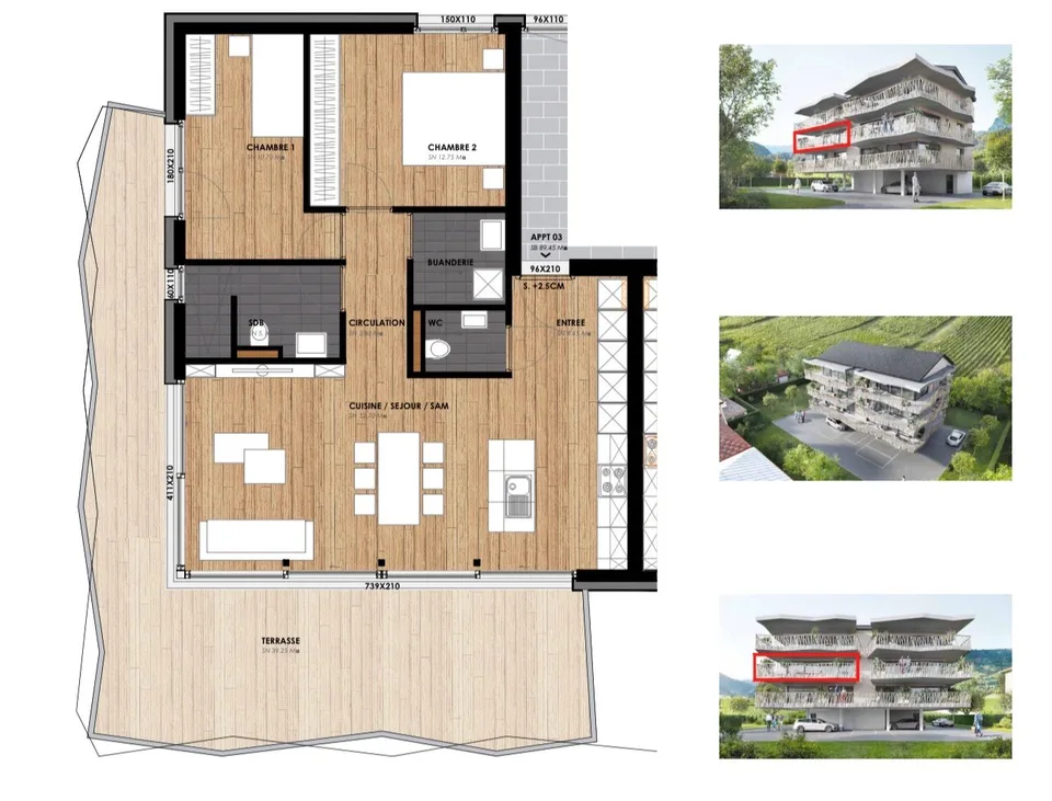 Appartamento nuovo di 3,5 locali con balcone e bella vista a Leytron