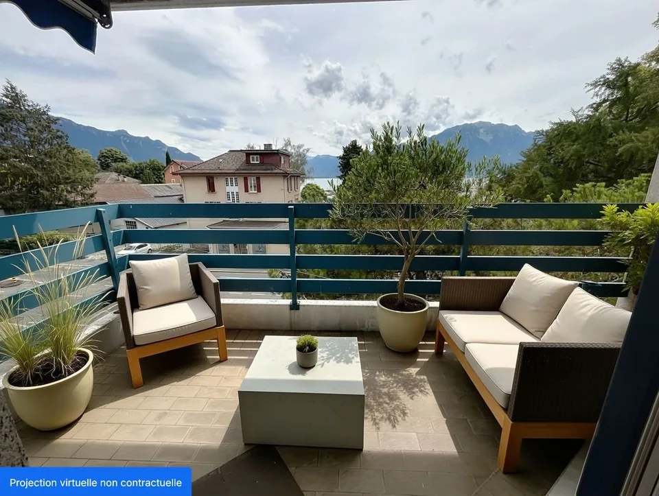 Appartement avec 2 balcons et face au port de Clarens