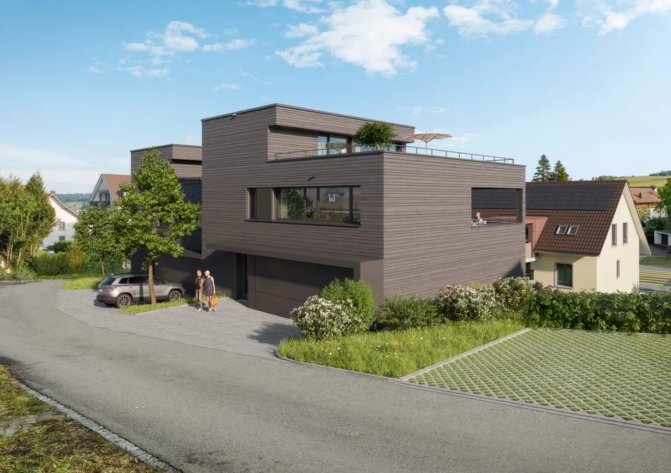 Exklusives Doppeleinfamilienhaus in Holzbauweise an zentraler Lage in Ehrendingen