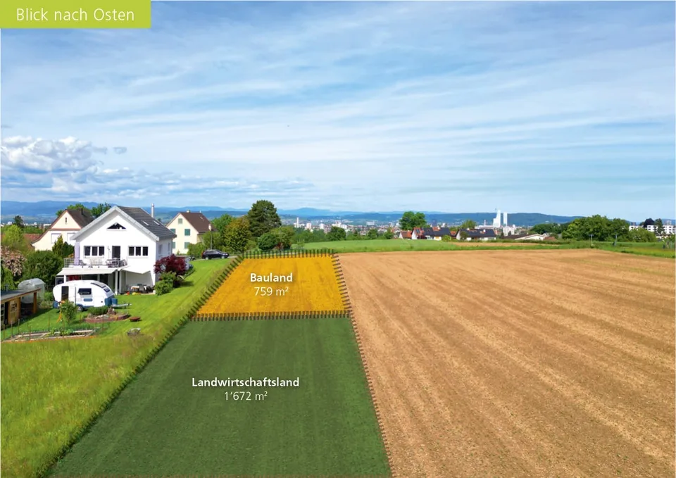 Terrain à bâtir exclusif (759 m2) à la limite de la zone de construction – plus 1'672 m2 de terre agricole