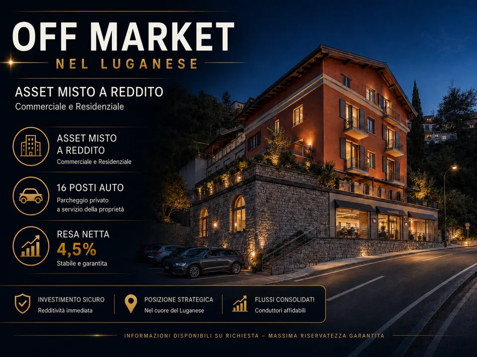 OFF MARKET-LUGANESE | ASSET MISTO A REDDITO | 16 POSTI AUTO | RESA NETTA 4,5%