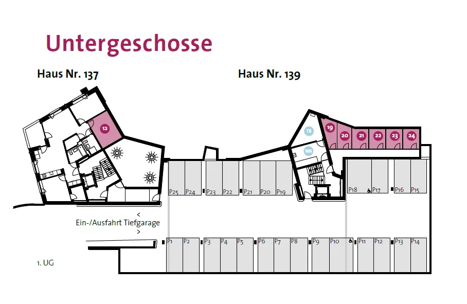 Parkplätze in der Tiefgarage