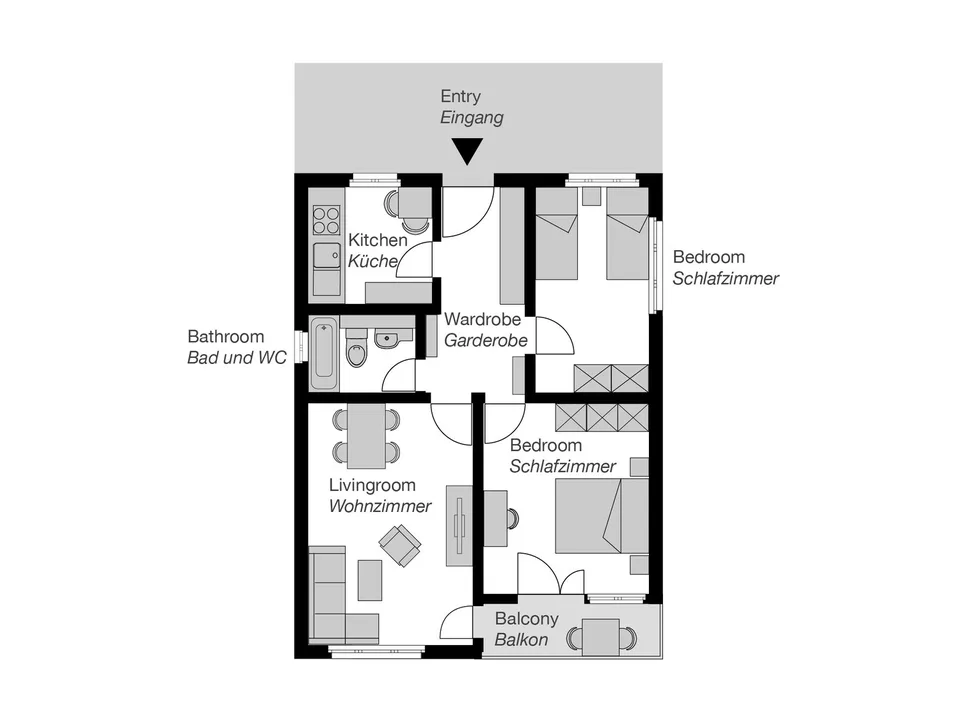 3-Zimmer Apartment mit Balkon möbiliert in Brüttisellen - kinderfreundlich