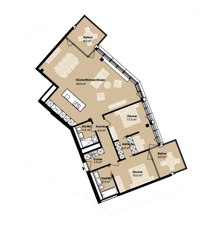 Appartement neuf de 3,5 pièces exclusif au 35e étage avec vue panoramique