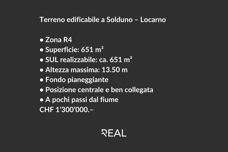 Terreno edificabile a Solduno - posizione centrale a pochi passi dal fiume