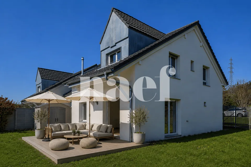 Charmante villa mitoyenne par les garages de 5.5 pièces au style contemporain et dans un cadre verdoyant à vendre à Blonay