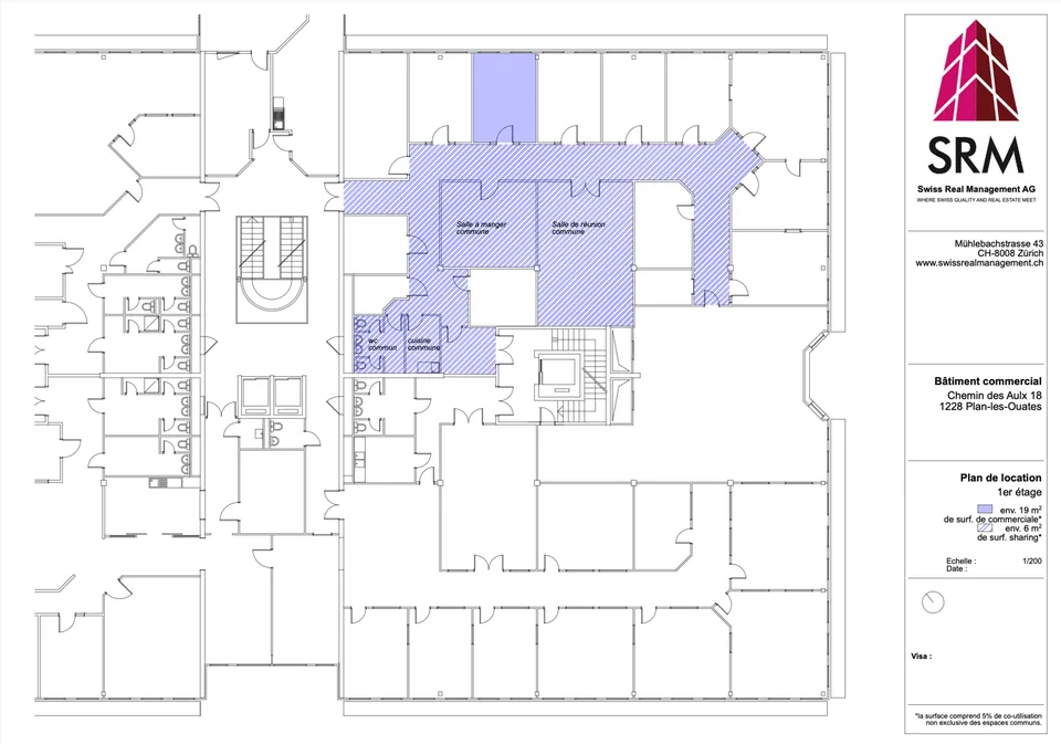 Surface artisanale avec espaces partagés – CTN 18, Plan-les-Ouates – 1er étage : env. 25 m²