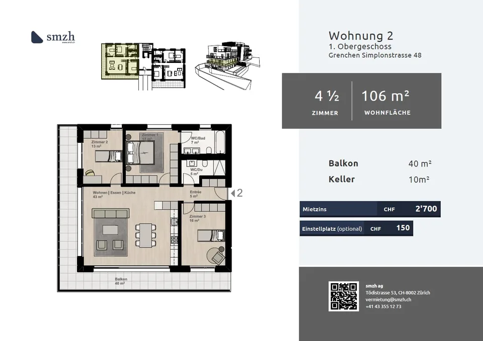 Appartement neuf de 4,5 pièces avec balcon de 40 m² à Grenchen - Première occupation