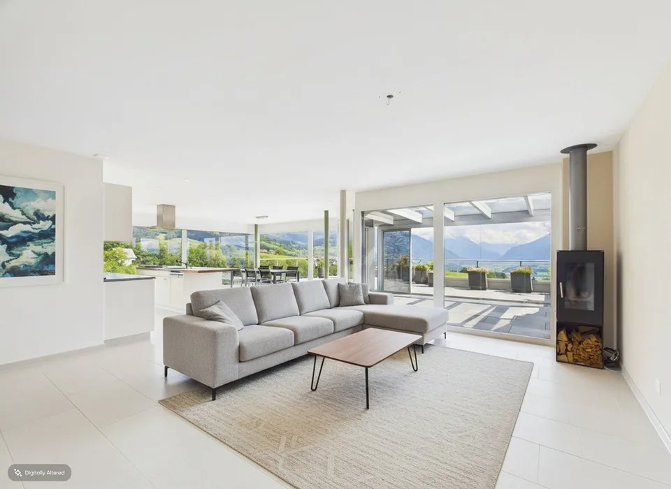 Exklusive Terrassenwohnung an wunderschöner Lage mit freier Sicht auf die Berge, die Linthebene und den Zürichsee