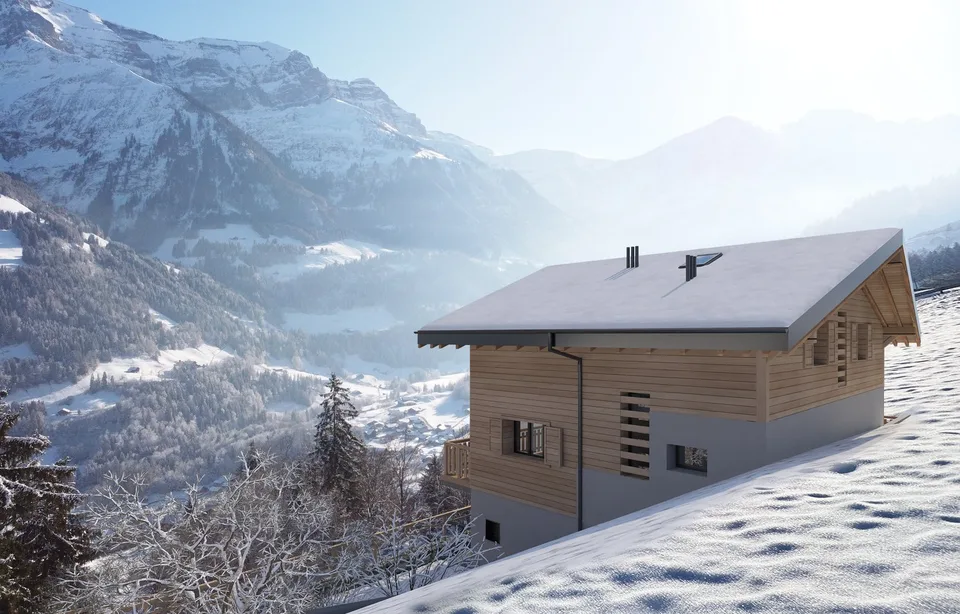 Einzeln stehendes Chalet "Les Pommats B" zum Verkauf in Val d’Illiez – Baugenehmigung liegt vor