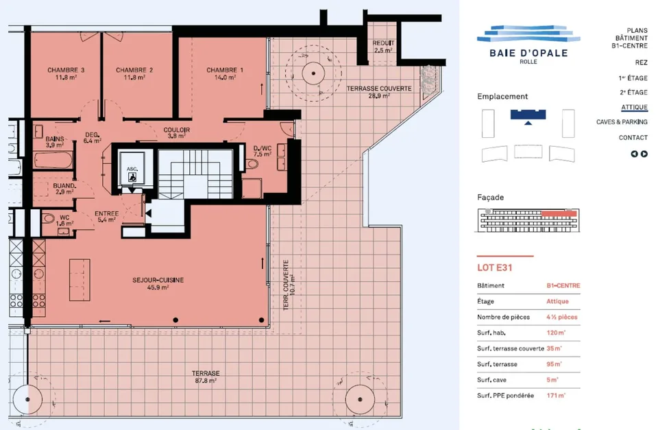 Schönes neues Attikapartment mit 4.5 Zimmern und großer Terrasse in Rolle